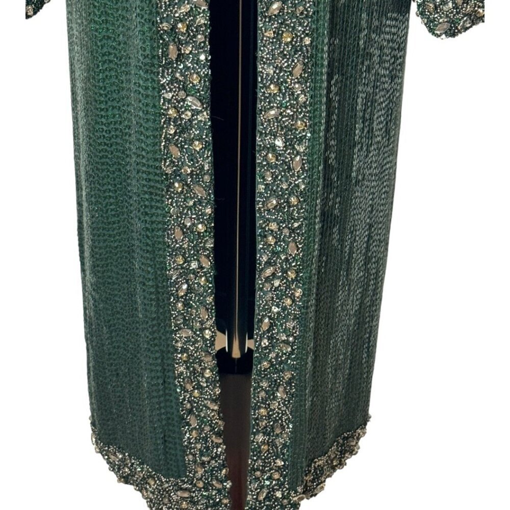 Haute Hippie Emerald Sequin Long Cape - Picture 8 of 15